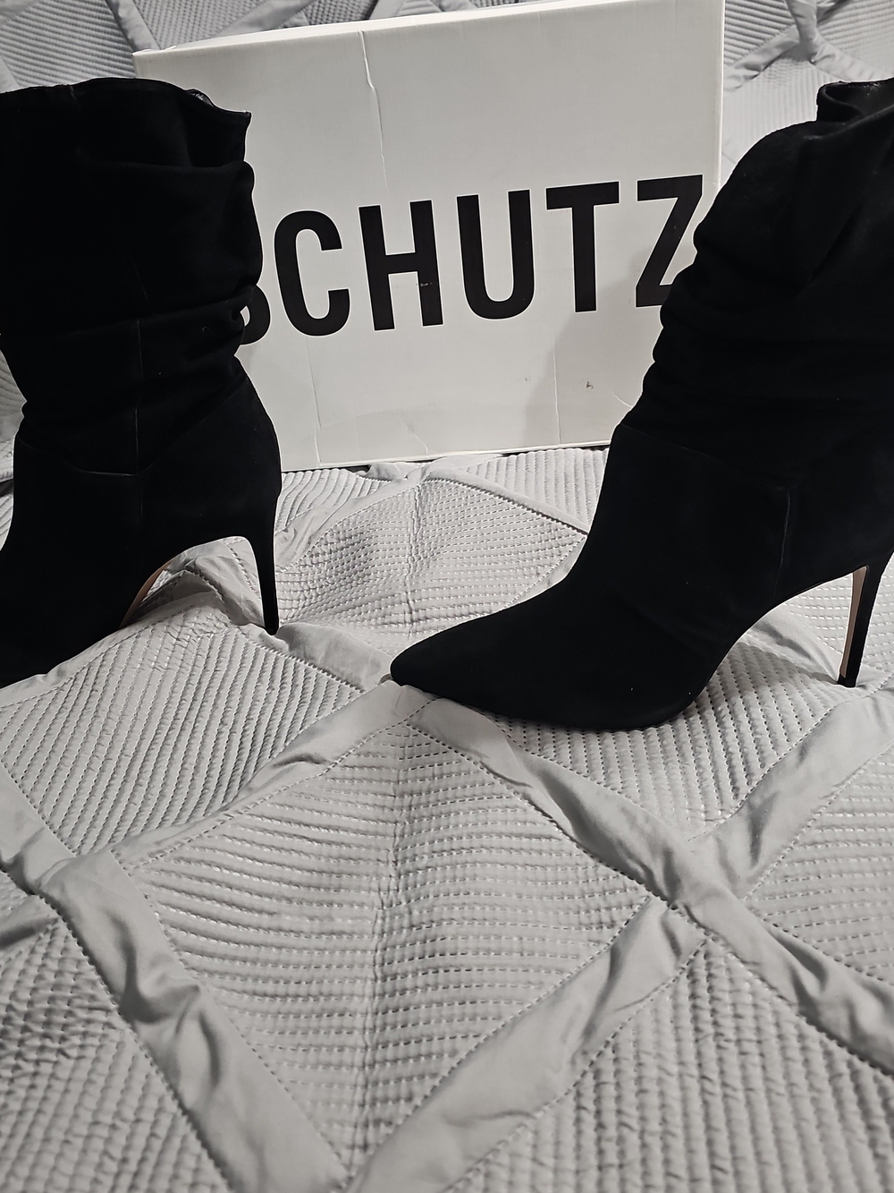 SCHUTZ Ashlee Suede Slouchy Mid Calf Boot In Black Women's 11B NEW IN BOX
